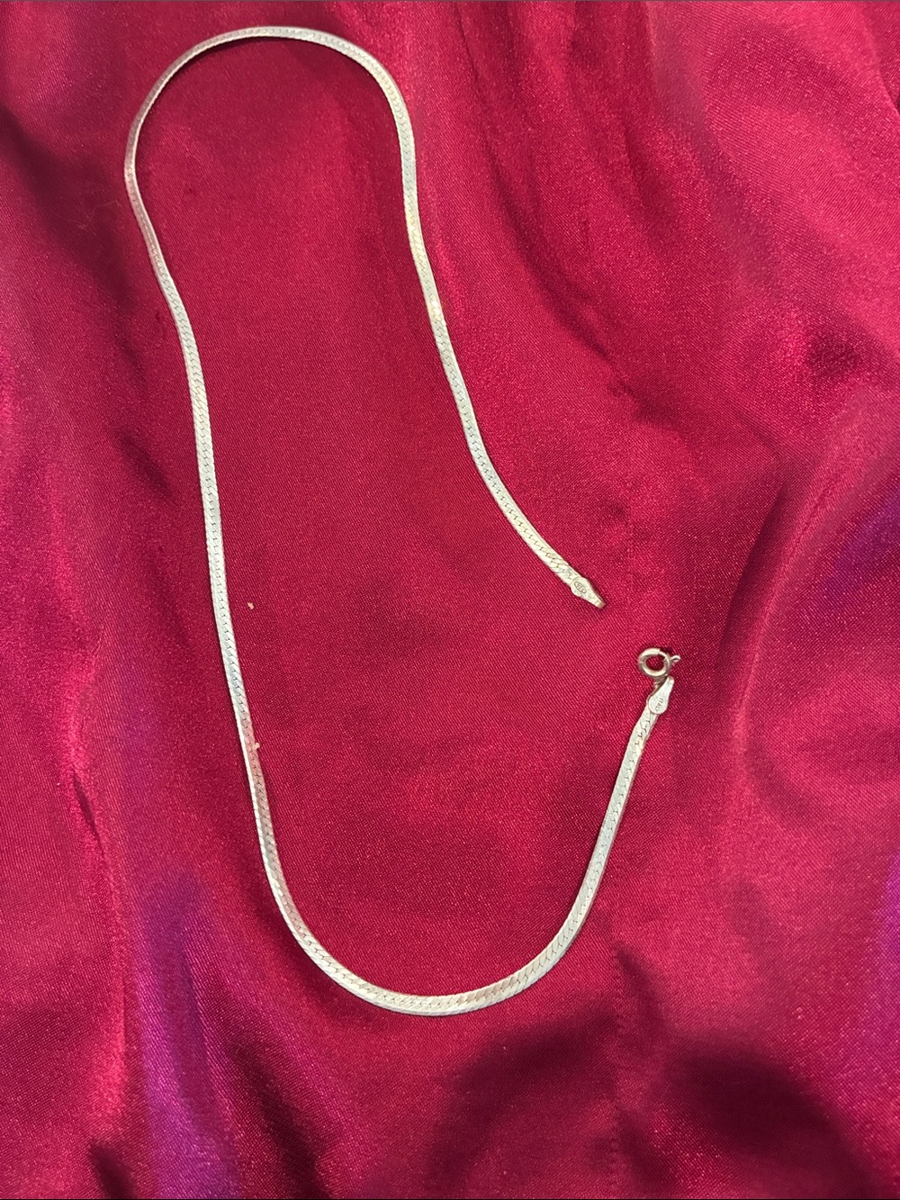 925 Sterling Silver Herringbone Necklace - Women's Elegant Silver Chain. 16”